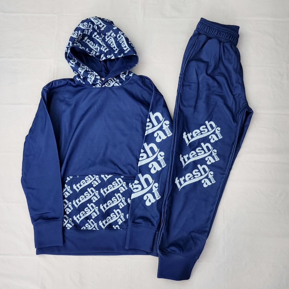 NWOT Blue "fresh af" Loungewear Sweatsuit Set, Med